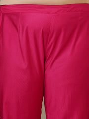 Women Plus Size Floral Embroidered Thread Work Kurta with Trousers & Dupatta