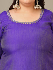 Women Plus Size Ethnic Motifs Embroidered Kurta with Sharara & Dupatta