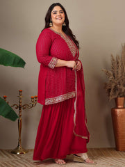 Women Ethnic Motifs Embroidered Regular Kurta with Sharara & With Dupatta