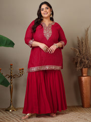 Women Ethnic Motifs Embroidered Regular Kurta with Sharara & With Dupatta