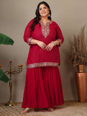 Women Ethnic Motifs Embroidered Regular Kurta with Sharara & With Dupatta