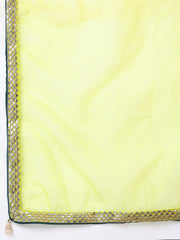 Women Plus Size Geometric Foil and Zari Embroidered Kurta Set with Dupatta