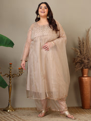 Women Ethnic Motifs Embroidered Pleated Kurta with Palazzos & Dupatta