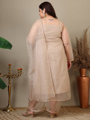 Women Ethnic Motifs Embroidered Pleated Kurta with Palazzos & Dupatta