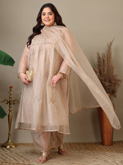 Women Ethnic Motifs Embroidered Pleated Kurta with Palazzos & Dupatta