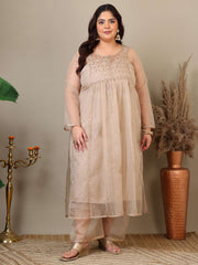 Women Ethnic Motifs Embroidered Pleated Kurta with Palazzos & Dupatta