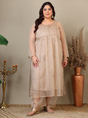 Women Ethnic Motifs Embroidered Pleated Kurta with Palazzos & Dupatta