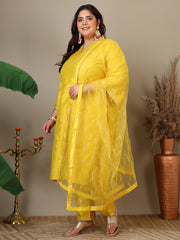 Women Floral Embroidered Regular Sequinned Kurta with Trousers & Dupatta