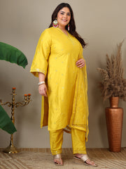 Women Floral Embroidered Regular Sequinned Kurta with Trousers & Dupatta