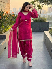 Maroon Fendi Satin Salwar Suit