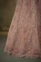 Beige Net Fabric Sequins embroidery Semi Stitched Lehenga and Unstitched Blouse With Dupatta