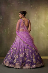 Purple Tissue Fabric Sequins embroidery Semi Stitched Lehenga and Unstitched Blouse With Dupatta