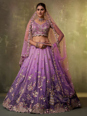 Purple Tissue Fabric Sequins embroidery Semi Stitched Lehenga and Unstitched Blouse With Dupatta