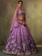 Purple Tissue Fabric Sequins embroidery Semi Stitched Lehenga and Unstitched Blouse With Dupatta