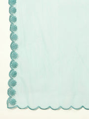 Women Floral Embroidered Tiered Thread Work Kurta with Trousers & With Dupatta