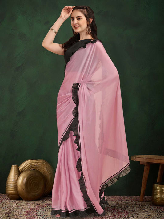 Ruffle Saree With Blouse Piece