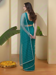 Woven Design Sequinned Net Heavy Work Saree