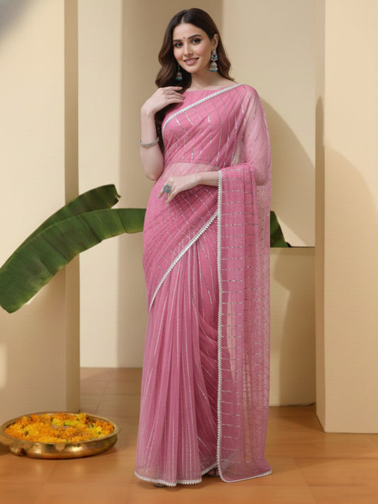 Embellished Zari Net Heavy Work Saree