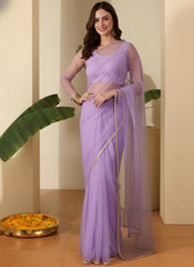 Embroidered Net Saree