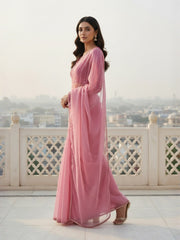 Embellished Mirror Work Organza Saree