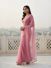 Embellished Mirror Work Organza Saree