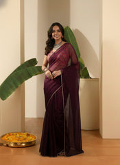 Ethnic Motifs Sequinned Organza Saree