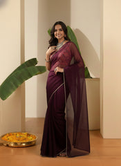 Ethnic Motifs Sequinned Organza Saree