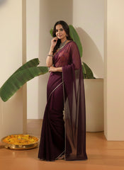 Ethnic Motifs Sequinned Organza Saree