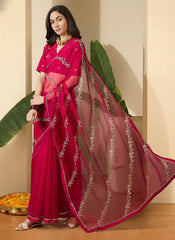 Embellished Embroidered Organza Heavy Work Saree