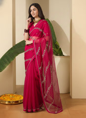 Embellished Embroidered Organza Heavy Work Saree