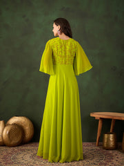 Sequinned Embroidered A-Line Maxi Dress