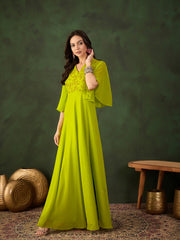 Sequinned Embroidered A-Line Maxi Dress