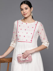 Embroidered Thread Work Kurta With Trousers