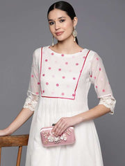 Embroidered Thread Work Kurta With Trousers