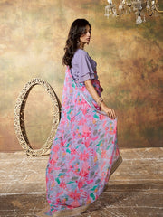 Floral Printed Sequinned Saree