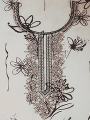 White And Black Embroidered Pure Cotton Unstitched Dress Material