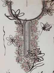 White And Black Embroidered Pure Cotton Unstitched Dress Material