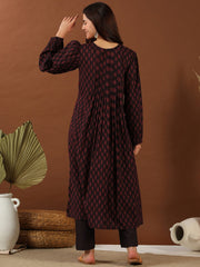 Purple Colour Women Ethnic Motifs Woven Design Kurta