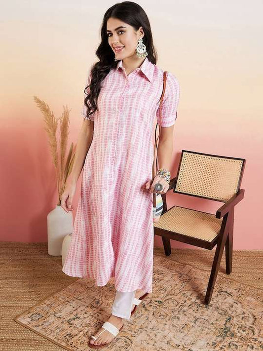 White Dyed Regular Kurta with Trousers