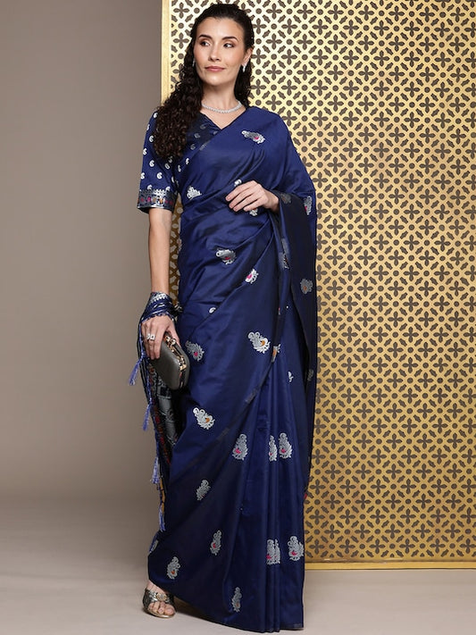 Blue Woven Design Zari Saree