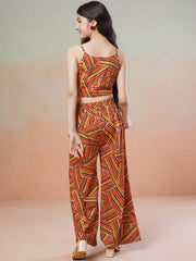 Yellow Girls Printed Top & Trousers Co-Ord