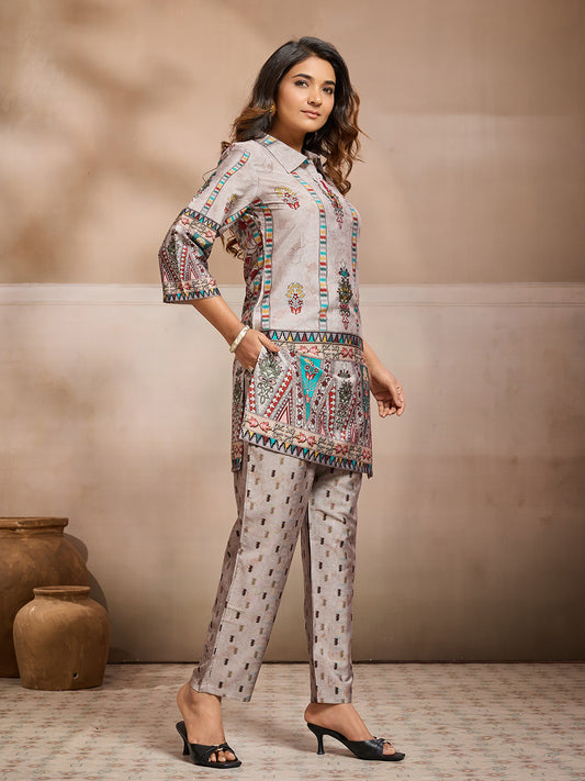 Bohemian Printed Tunic with Trousers