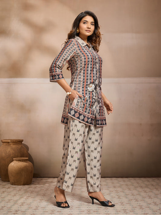 Printed Shirt with Trousers