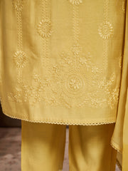 Women Ethnic Motifs Embroidered Regular Thread Work Pure Cotton Kurta with Trousers & With Dupatta