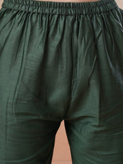 Girls Green Geometric Printed Kurta with Trousers