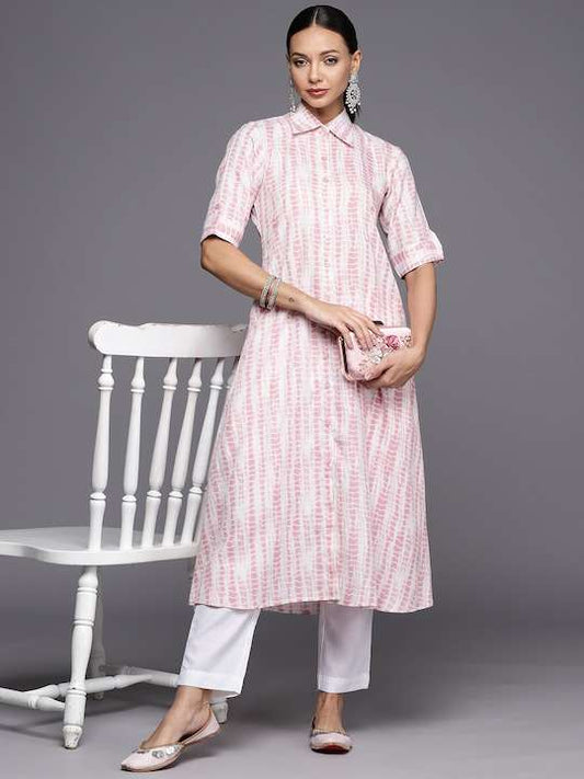 Women Dyed Regular Kurta with Trousers