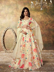 Floral Printed Semi-Stitched Lehenga & Unstitched Blouse With Dupatta