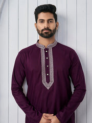 Mandarin Collar Thread Work Straight Kurta