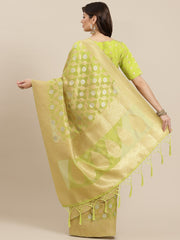 Green & Golden Woven Design Jaali Organza Banarasi Saree