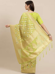 Green & Golden Woven Design Jaali Organza Banarasi Saree